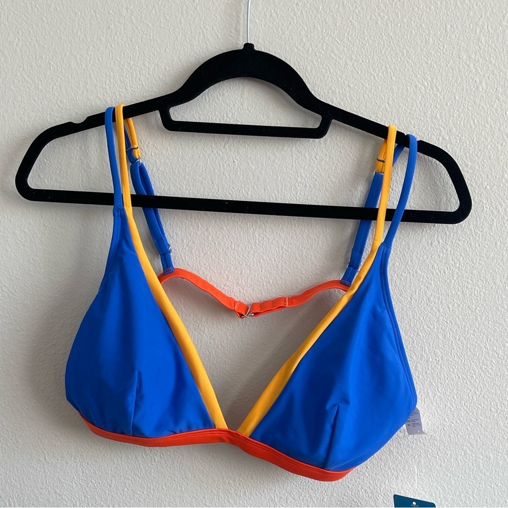 Cupshe Blue and Yellow Bikini Top Size XL